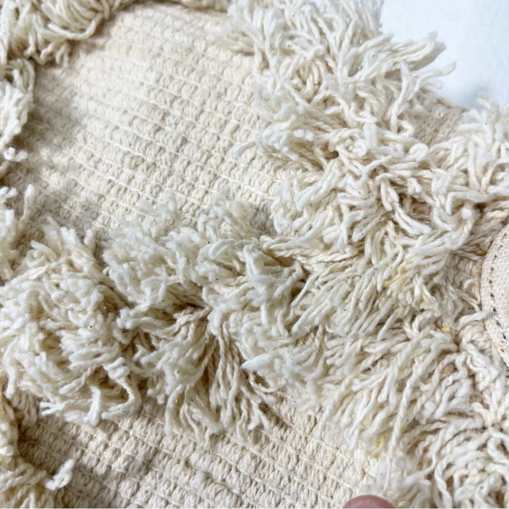 Anthropologie Trellis Weekender Tote Fringe Cream Large Boho Bag - Picture 11 of 12